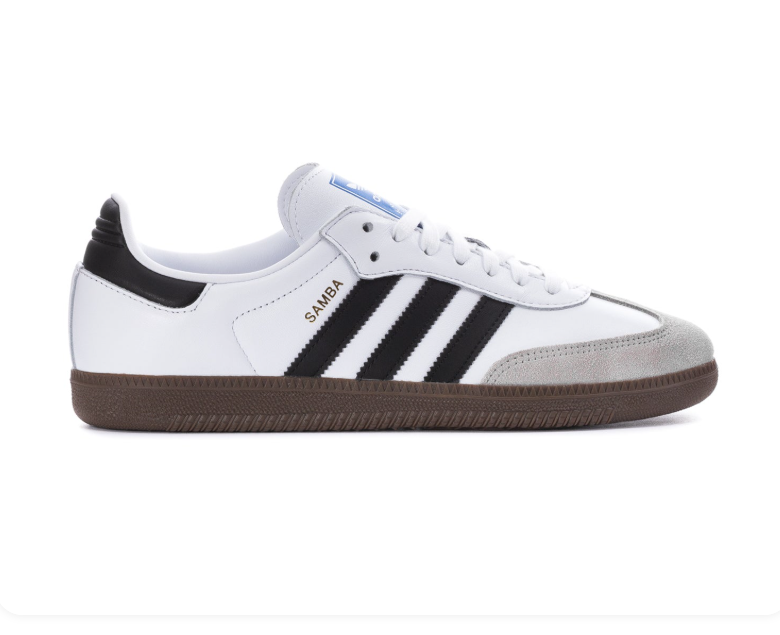 Adidas Samba White and Black Sneakers with Grey Toe and Brown Outsole