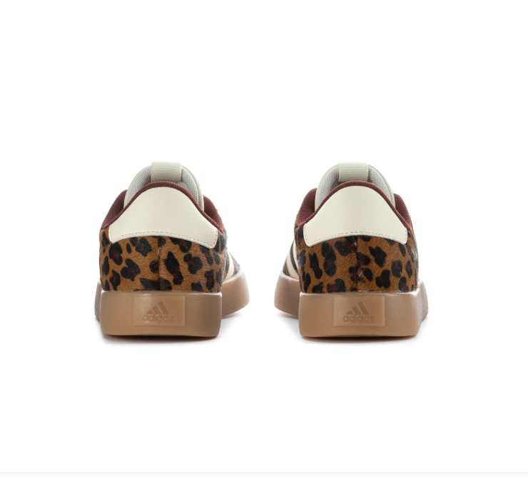 Adidas Leopard-Print Sneakers with Cream Stripes and Burgundy Laces