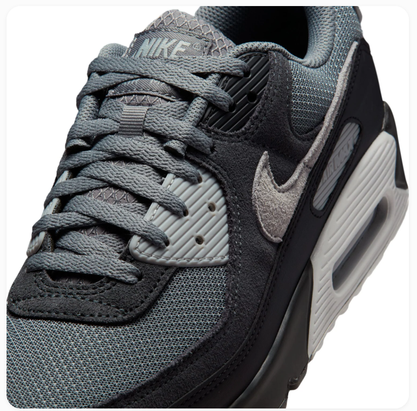 Nike Air Max 90 Charcoal and Black Sneakers with Grey Accents