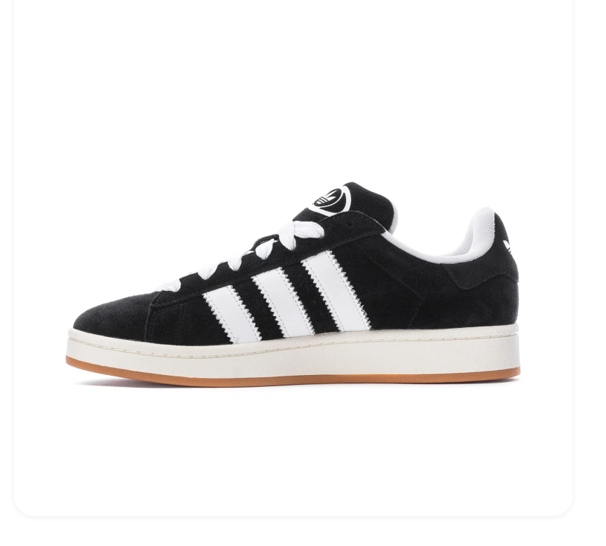 Adidas Campus Black and White Sneakers with Cream Midsole and Gum Outsole