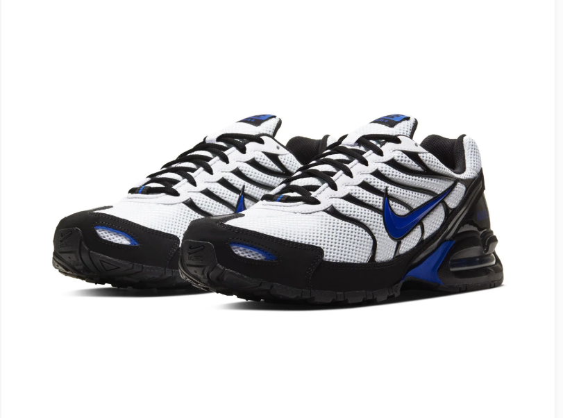 Nike Air Max White and Black Sneakers with Royal Blue Swoosh