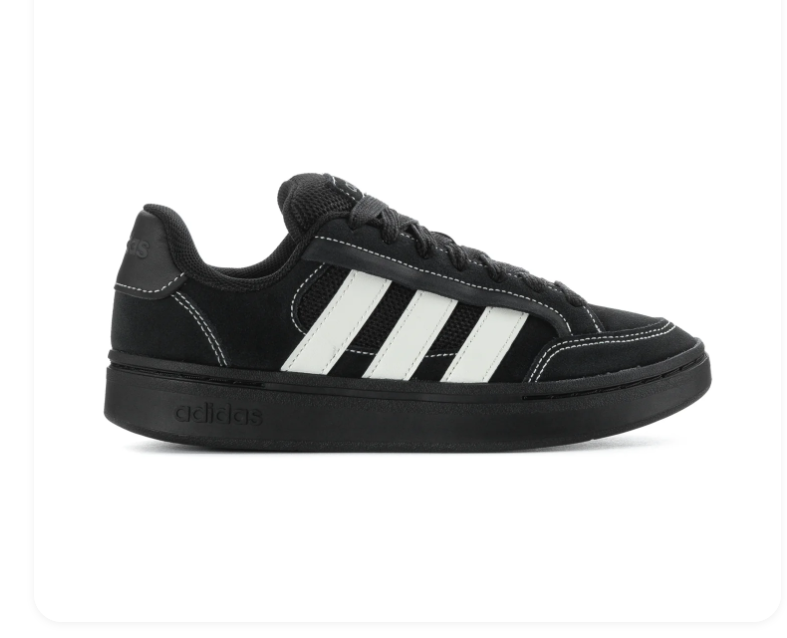 Adidas Black and White Low-Top Sneakers with Black Sole