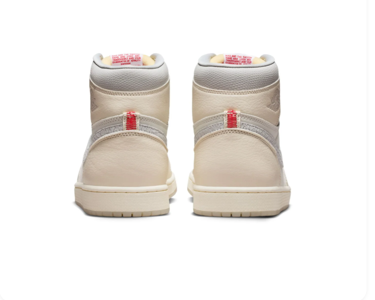 Air Jordan 1 High Sail and Grey Sneakers with Red Accents