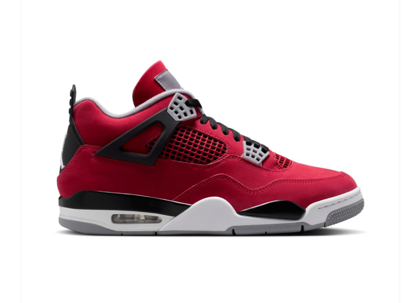 Air Jordan 4 Red and Black Sneakers with Grey Accents