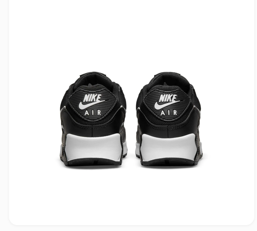 Nike Air Max 90 Black Sneakers with White Swoosh and Midsole
