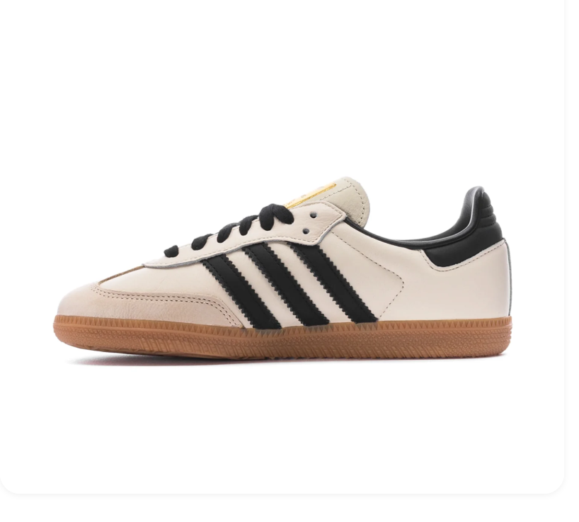 Adidas Samba Cream and Black Sneakers with Gum Outsole