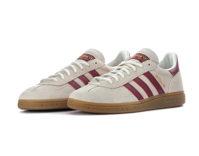 Adidas Handball Spezial Cream and Burgundy Sneakers with Gum Sole