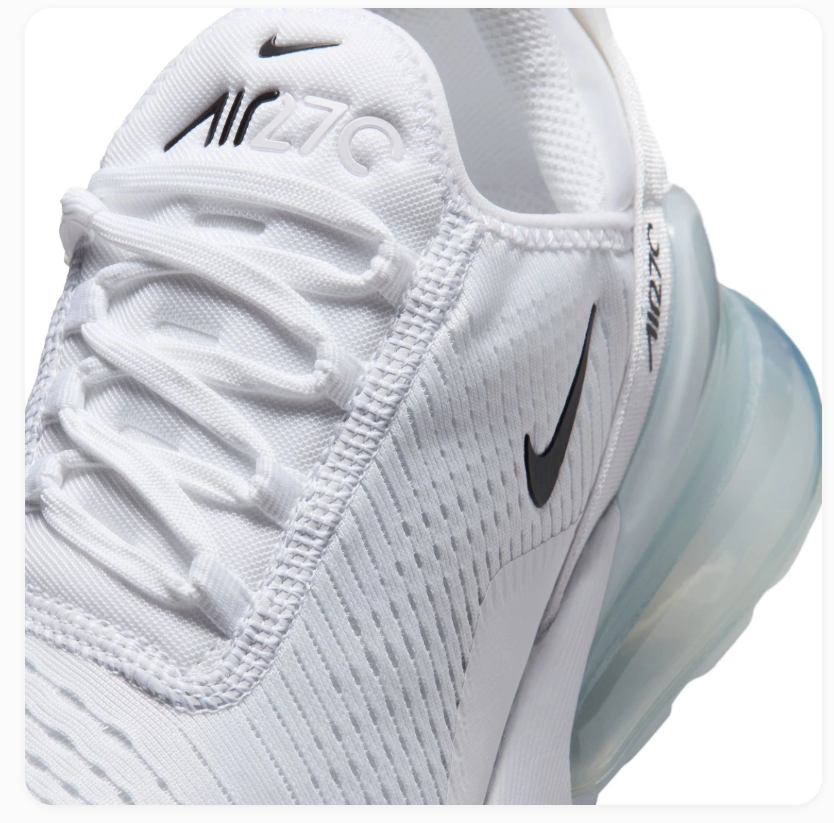 Nike Air Max 270 White Sneakers with Icy Blue Heel