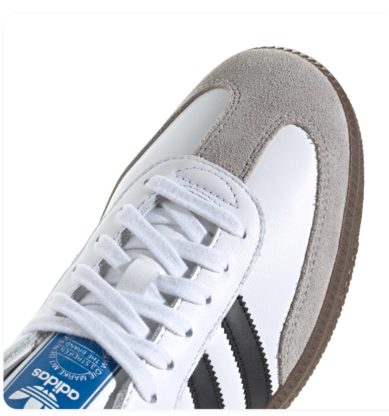 Adidas Samba White and Black Sneakers with Grey Toe and Brown Outsole
