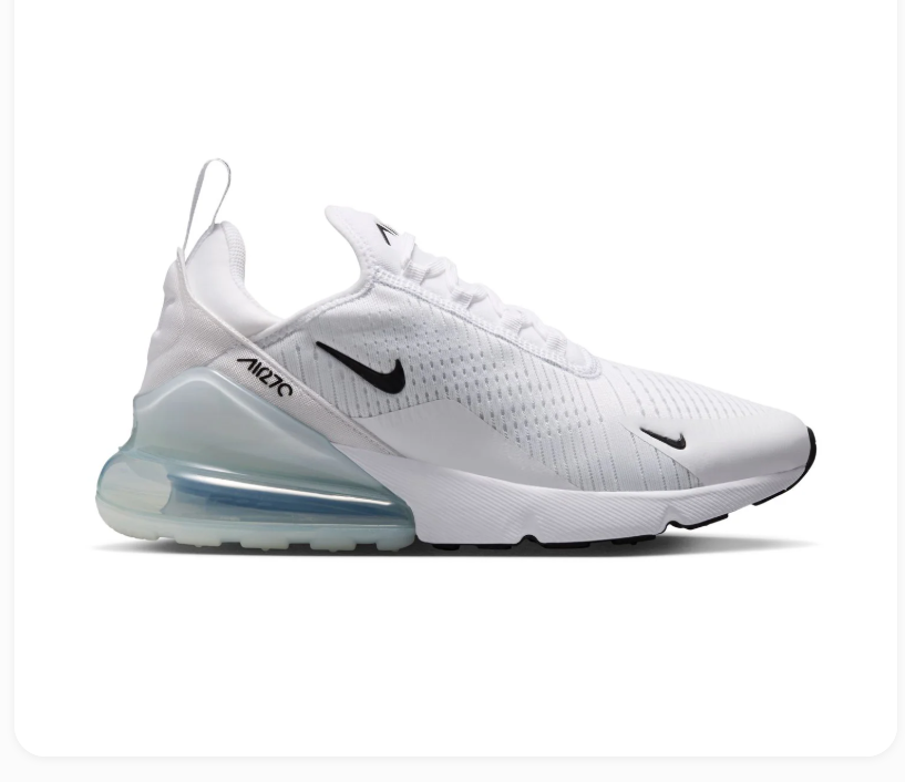 Nike Air Max 270 White Sneakers with Icy Blue Heel