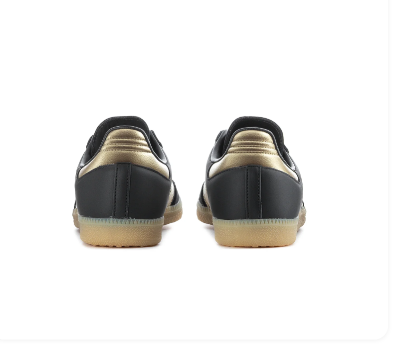 Adidas Samba Black and Metallic Gold Sneakers with Gum Outsole