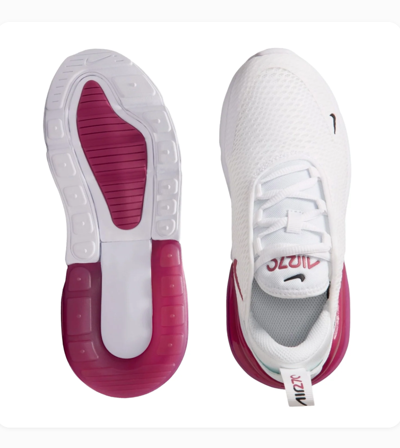 Nike Air Max 270 White Sneakers with Magenta Accents