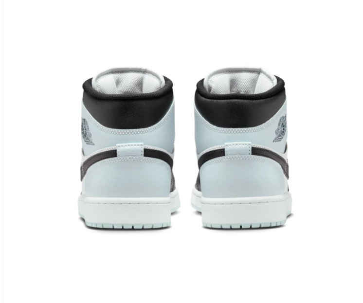 Air Jordan 1 Mid Black, White and Ice Blue Sneakers
