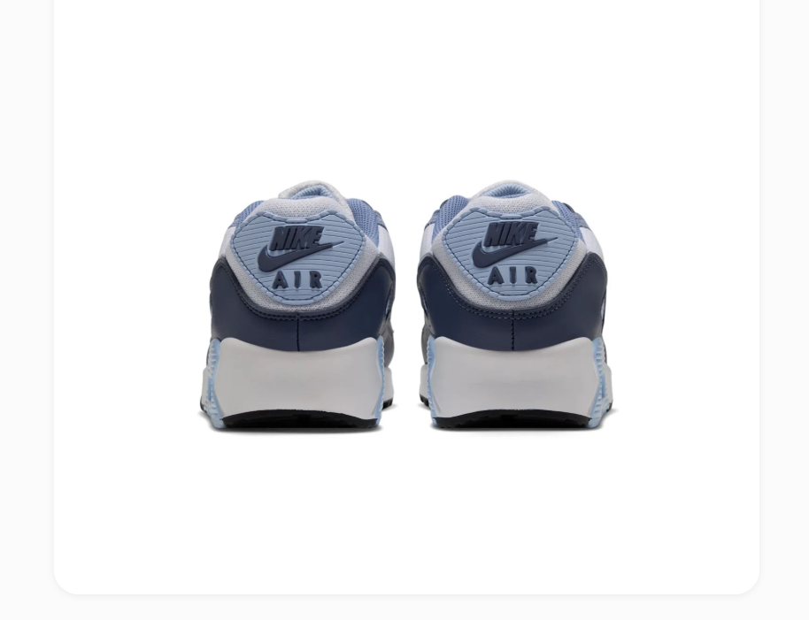 Nike Air Max 90 White and Blue Sneakers with Navy Accents