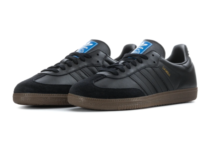 Adidas Samba Black Sneakers with Tonal Stripes and Dark Brown Outsole
