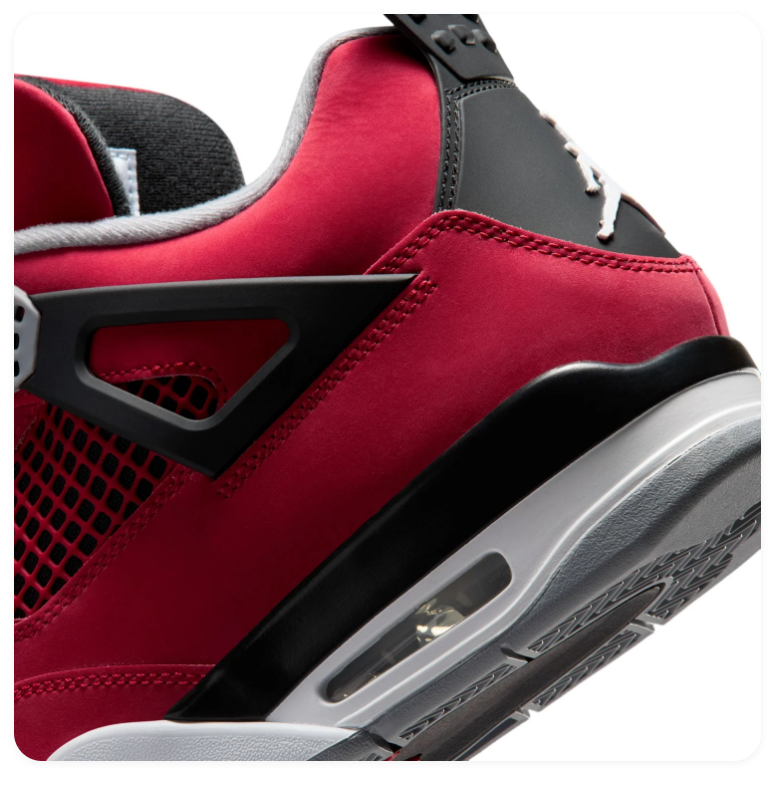 Air Jordan 4 Red and Black Sneakers with Grey Accents