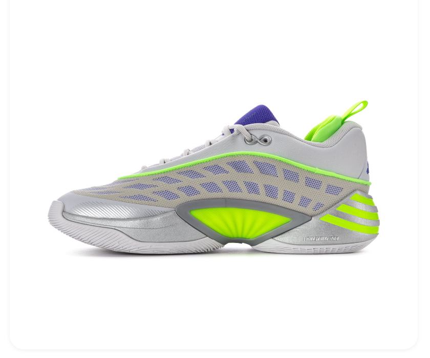 Adidas Grey and Silver Sneakers with Neon Green and Purple Accents