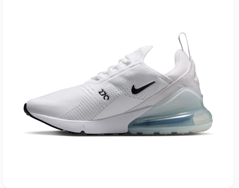Nike Air Max 270 White Sneakers with Icy Blue Heel