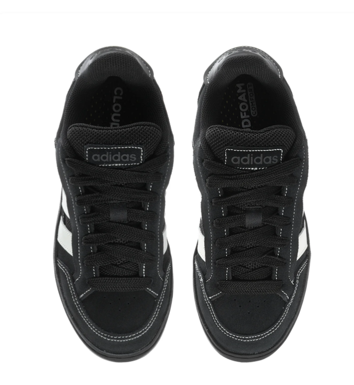 Adidas Black and White Low-Top Sneakers with Black Sole