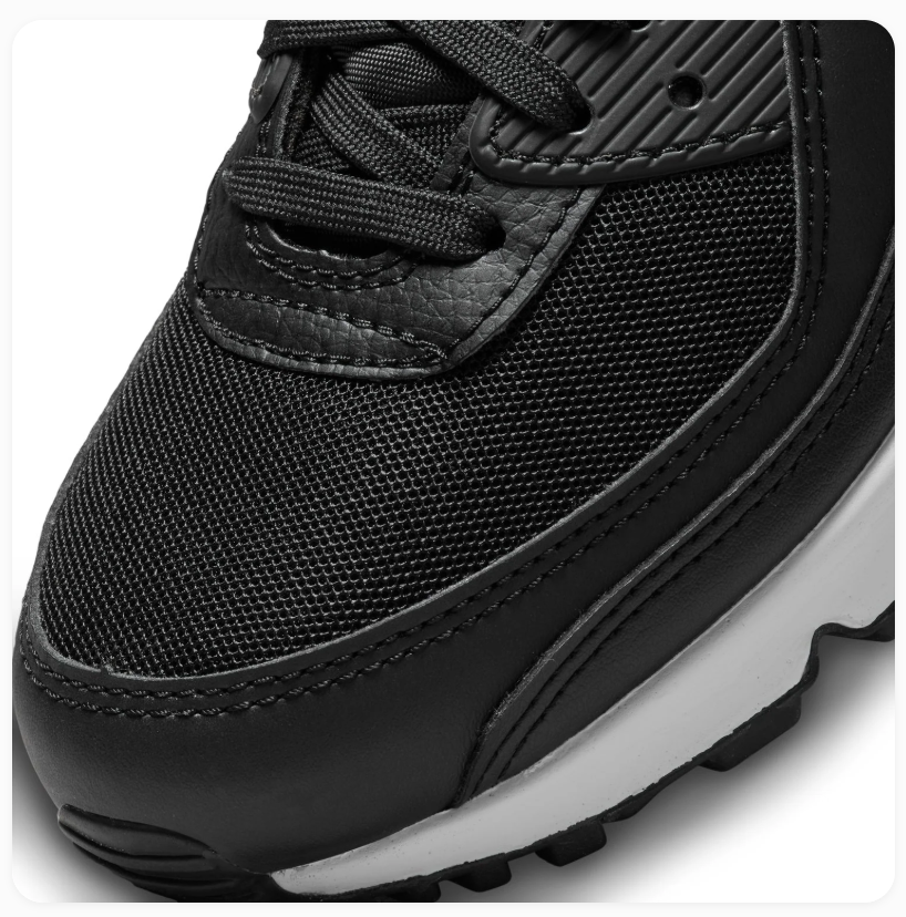 Nike Air Max 90 Black Sneakers with White Swoosh and Midsole