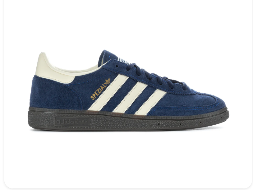 Adidas Handball Spezial Navy and Cream Sneakers with Dark Grey Sole