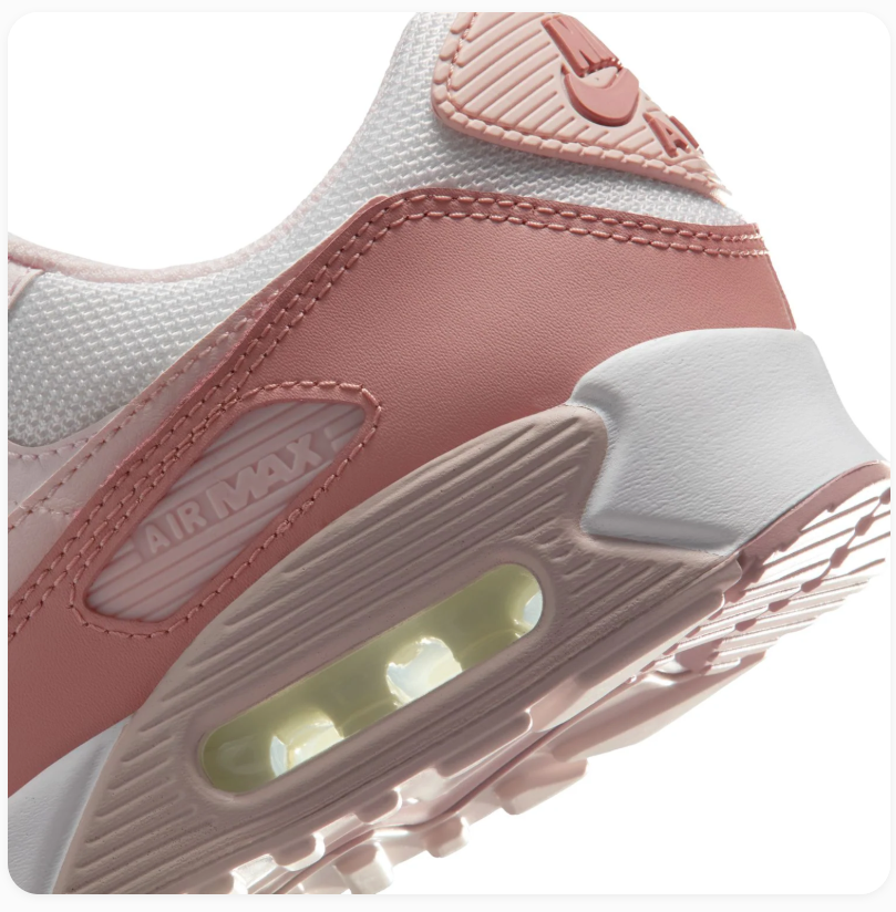 Nike Air Max 90 White Sneakers with Dusty Rose Accents