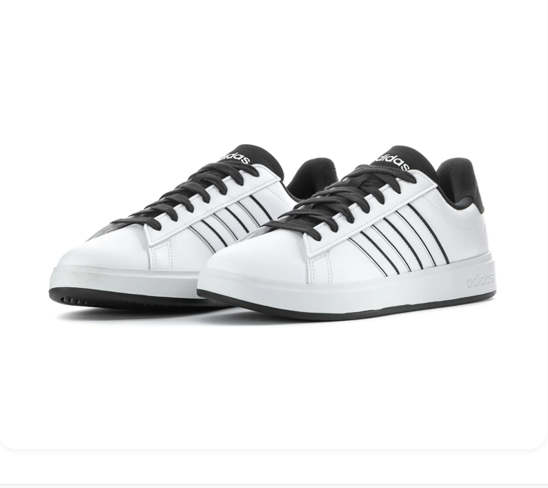 Adidas White and Black Low-Top Sneakers with Outlined Stripes