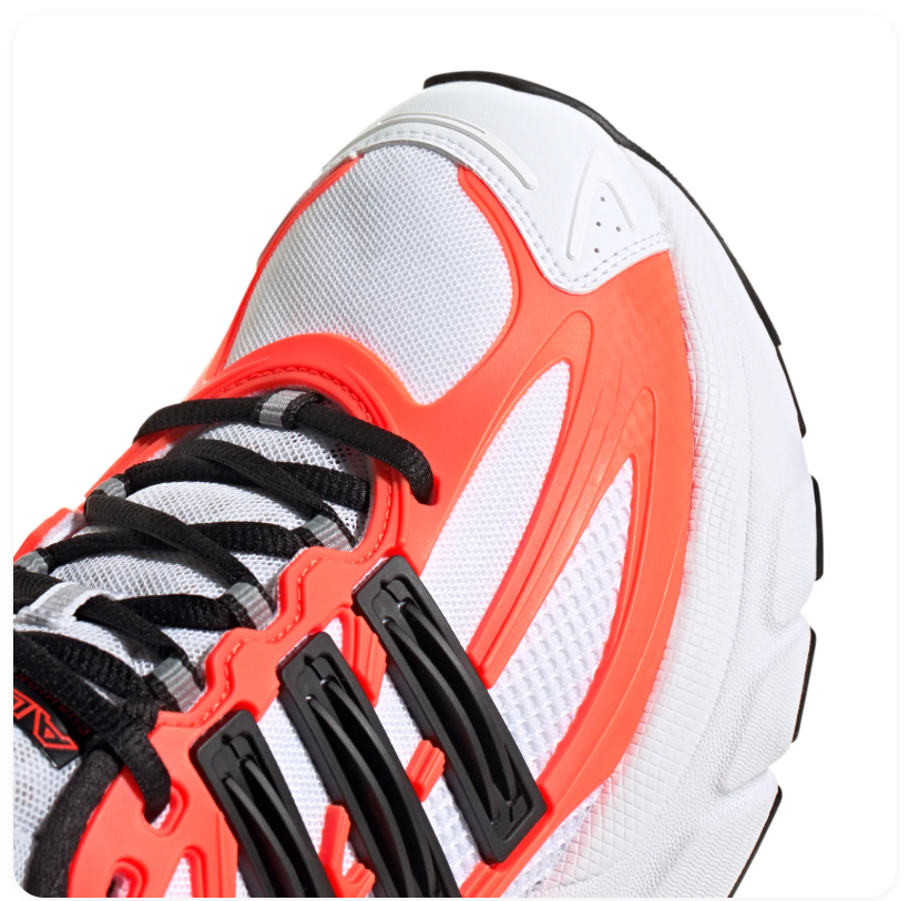 Adidas Adistar White and Orange Chunky Sneakers with Black Stripes