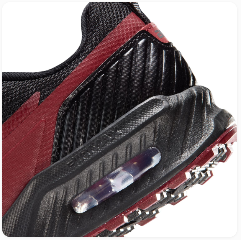 Nike Air Max Black and Burgundy Sneakers with Grey Swoosh