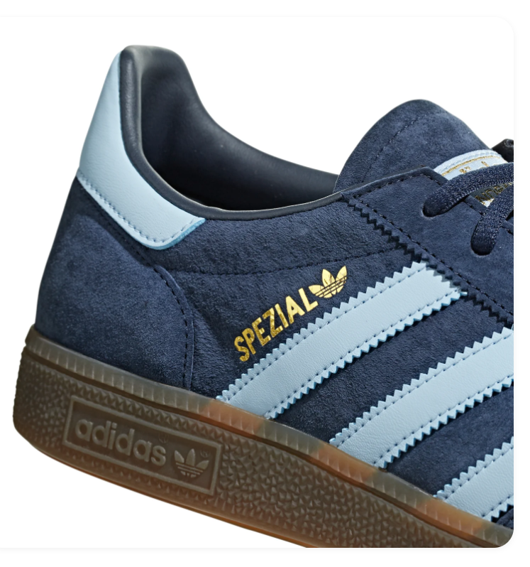 Adidas Handball Spezial Navy and Light Blue Sneakers with Brown Sole