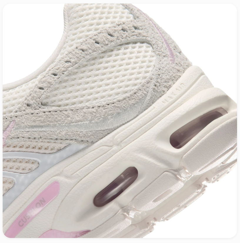 Nike Air Max Cream and Light Grey Sneakers with Pink Accents
