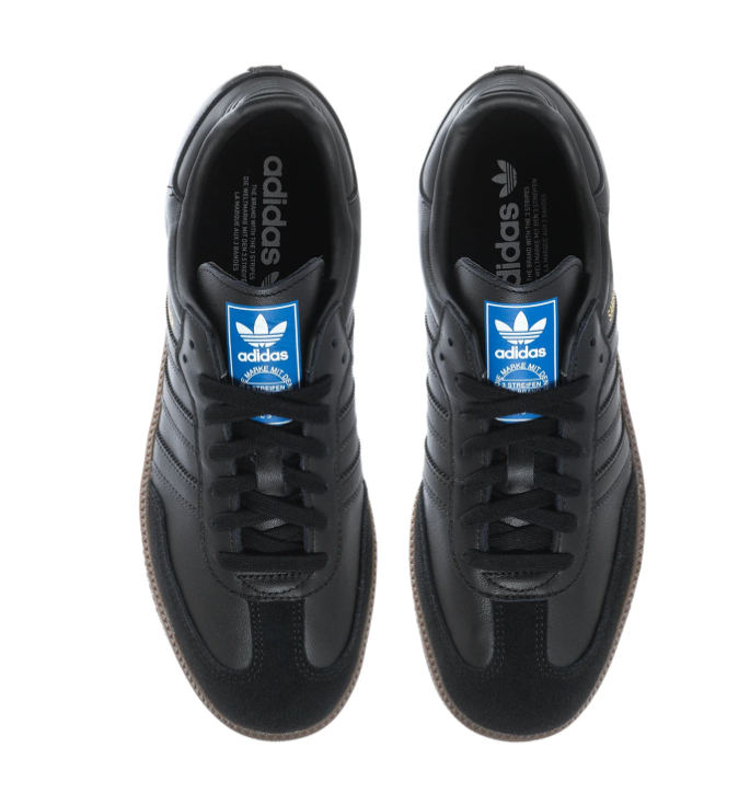 Adidas Samba Black Sneakers with Tonal Stripes and Dark Brown Outsole