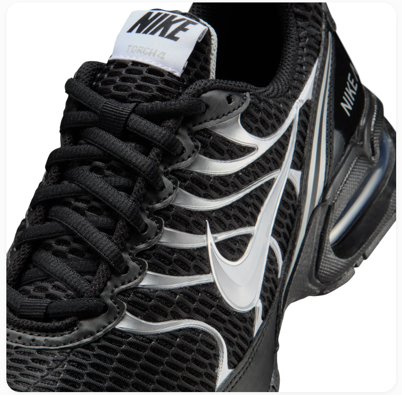 Nike Air Max Torch 4 Black Sneakers with Silver Accents