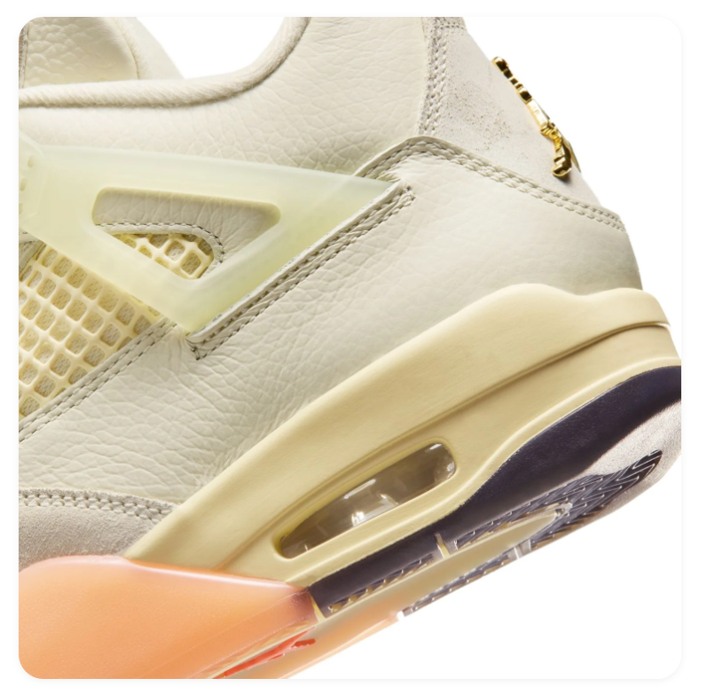 Air Jordan 4 Cream Sneakers with Peach and Orange Accents