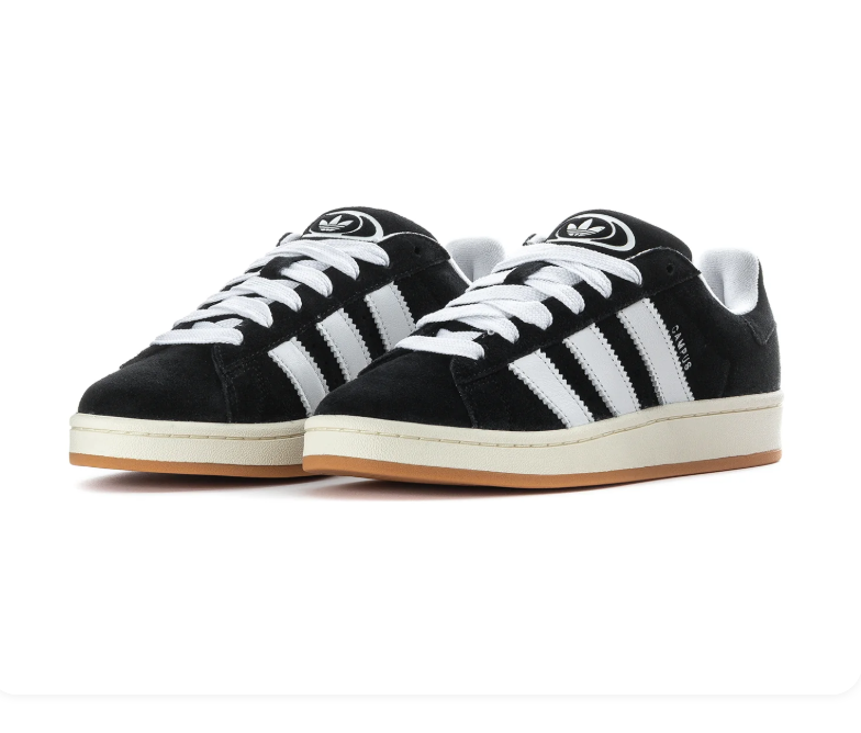 Adidas Campus Black and White Sneakers with Cream Midsole and Gum Outsole