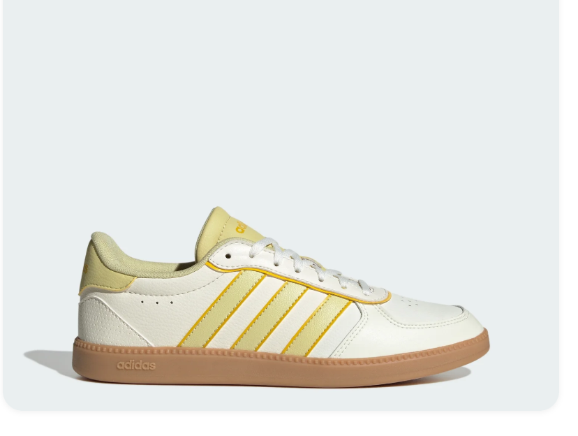 Adidas White and Pale Yellow Low-Top Sneakers with Gum Sole