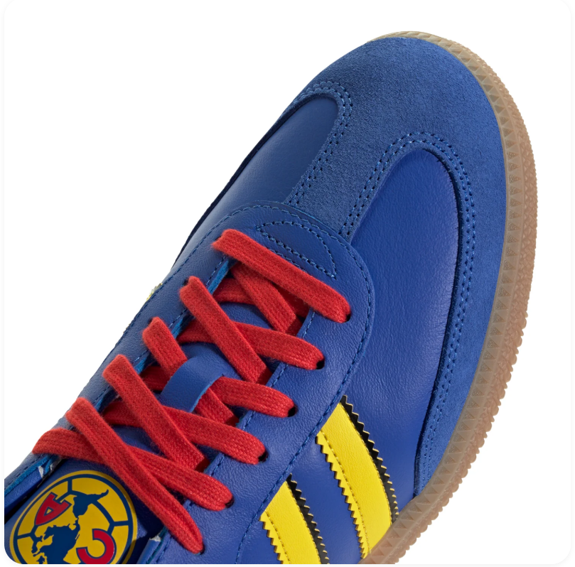 Adidas Samba Royal Blue and Yellow Sneakers with Red Laces and Gum Sole
