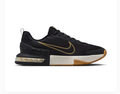 Nike Air Max Black Mesh Sneakers with Gold Accents and Gum Outsole