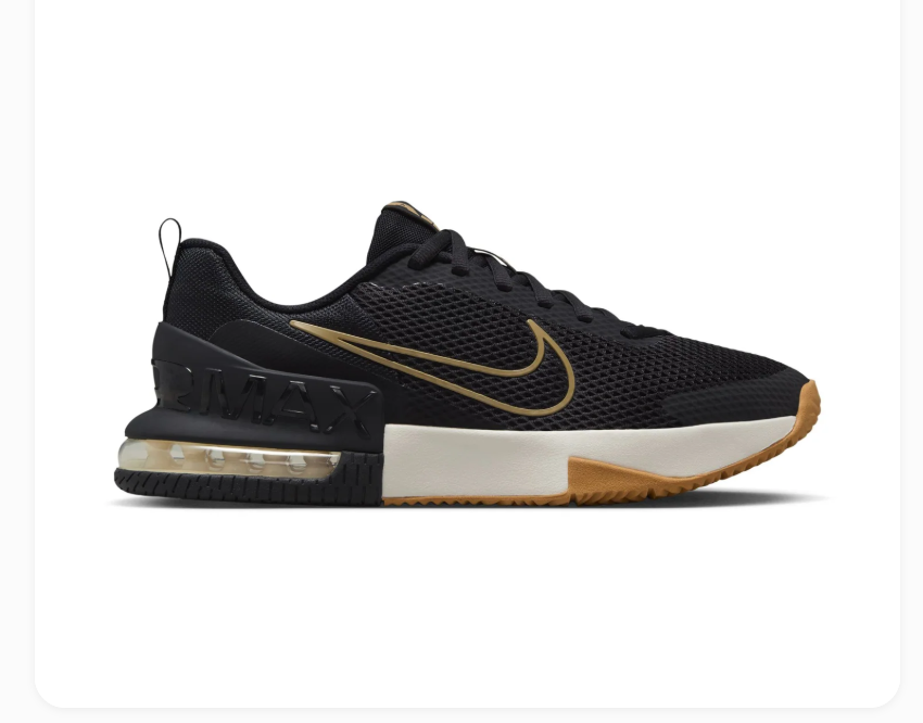 Nike Air Max Black Mesh Sneakers with Gold Accents and Gum Outsole