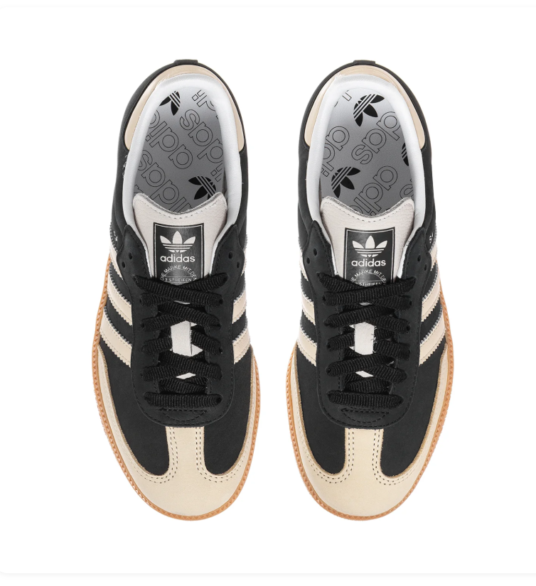 Adidas Samba Cream and Black Sneakers with Gum Outsole