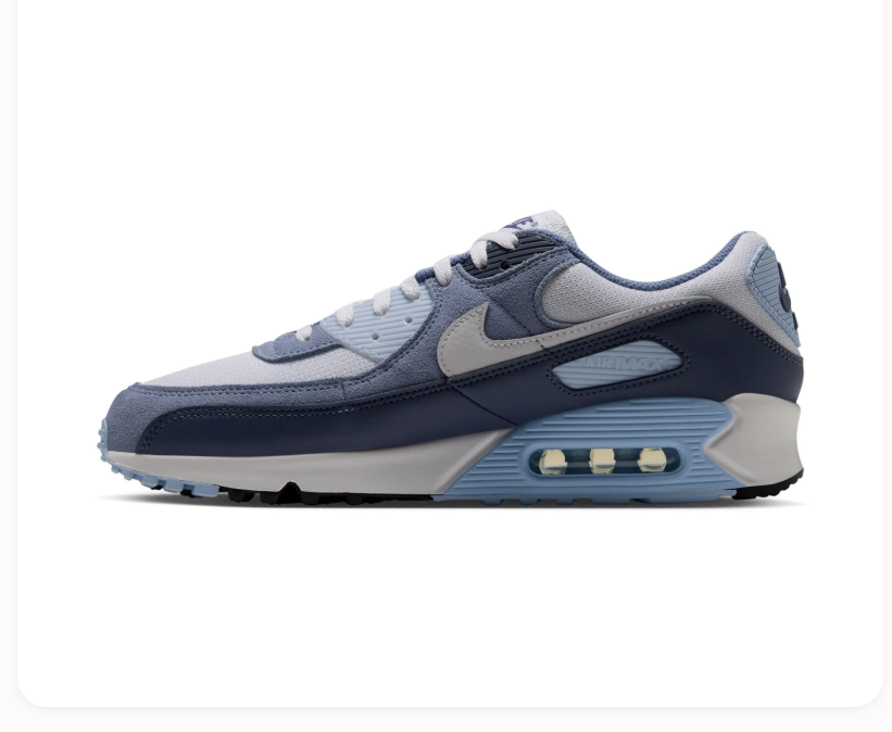 Nike Air Max 90 White and Blue Sneakers with Navy Accents