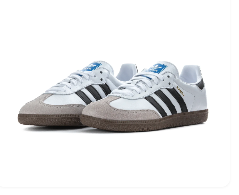 Adidas Samba White and Black Sneakers with Grey Toe and Brown Outsole