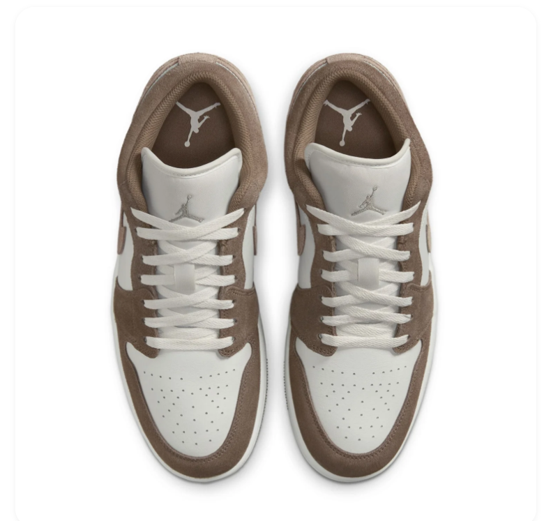 Air Jordan 1 Low Taupe and White Sneakers