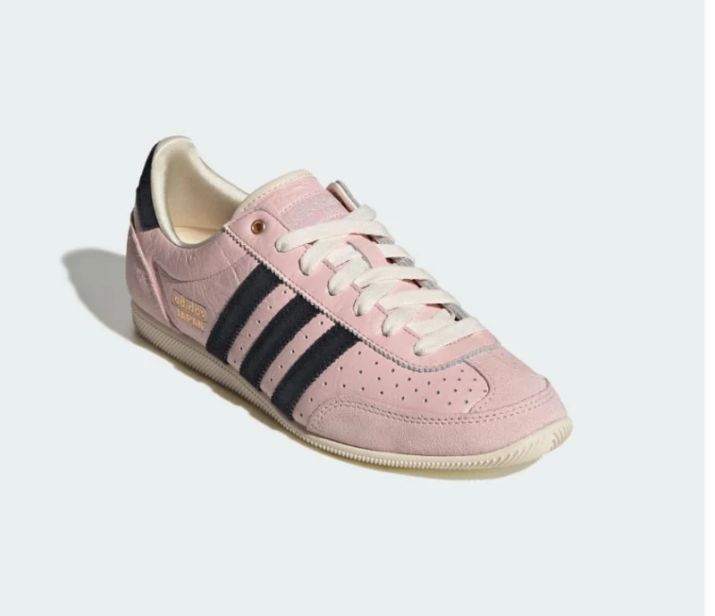 Adidas Light Pink and Black Low-Top Sneakers with Cream Sole