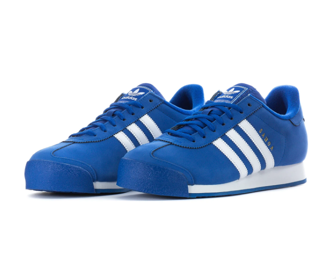 Adidas Samoa Royal Blue and White Sneakers with Textured Toe Bumper