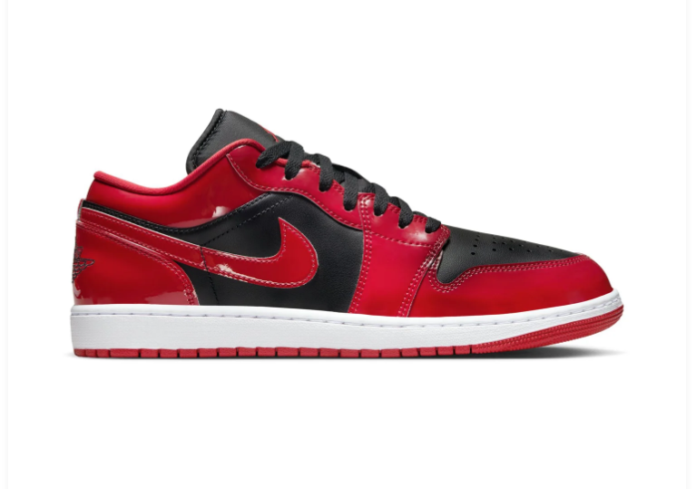 Air Jordan 1 Low Black and Glossy Red Sneakers