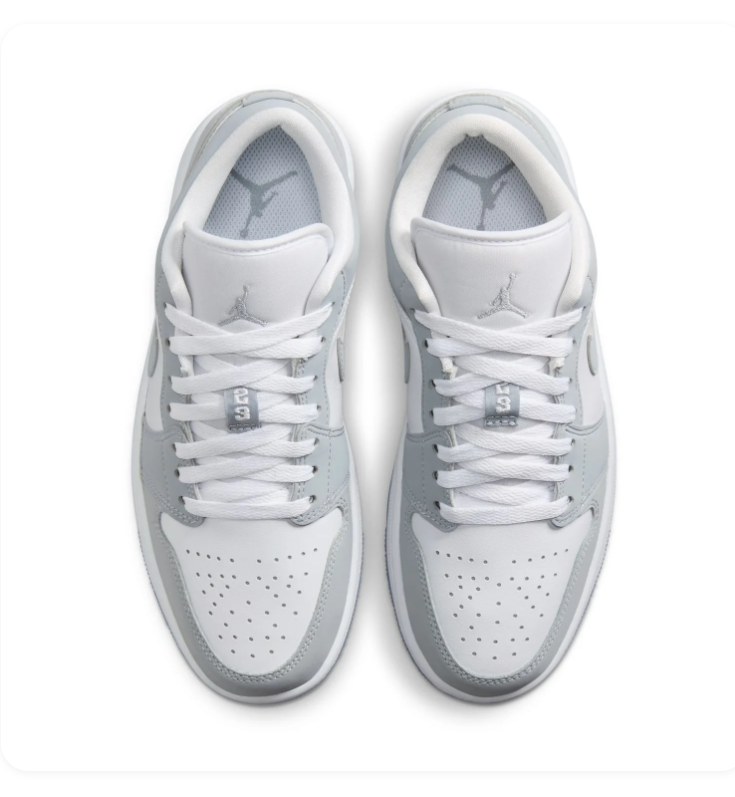 Air Jordan 1 Low Grey and White Sneakers