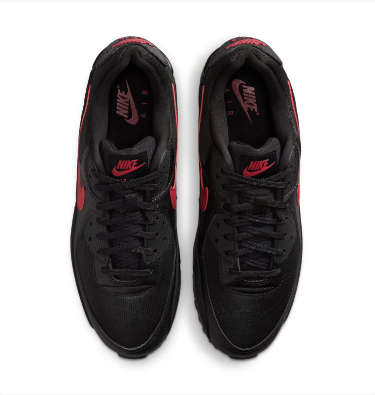 Nike Air Max 90 Black Sneakers with Red Swoosh