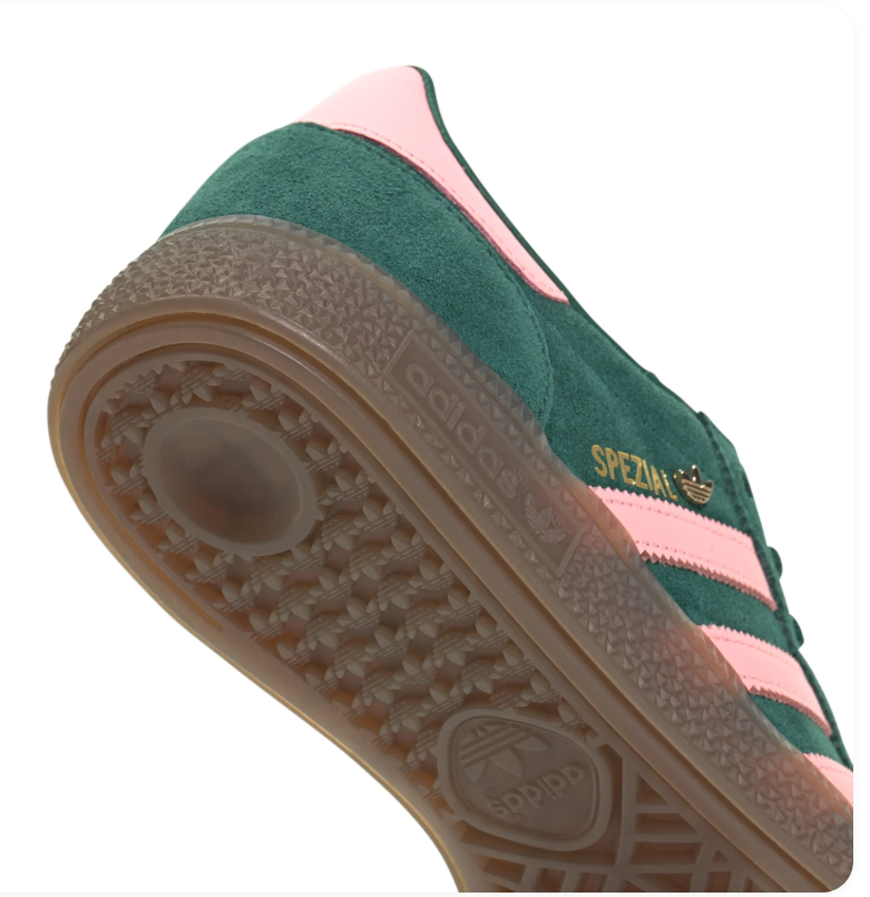 Adidas Handball Spezial Forest Green and Pink Sneakers with Brown Sole