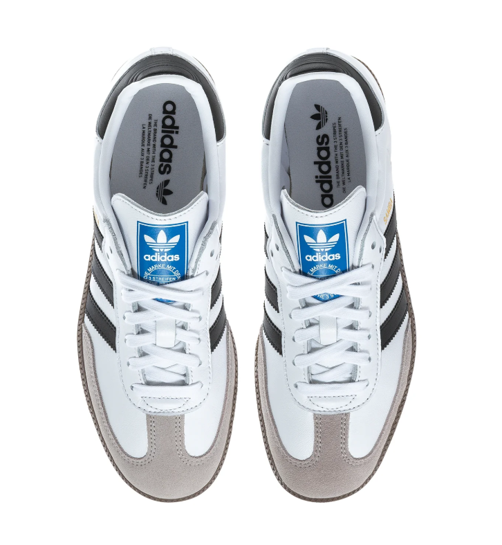 Adidas Samba White and Black Sneakers with Grey Toe and Brown Outsole